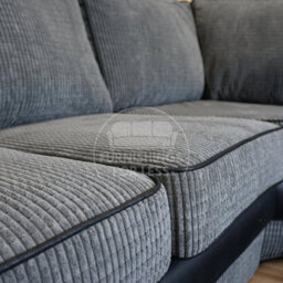 Furnishings For Less UK Large Portland  Black And Grey Fabric And Leather 5 Seater L Shaped Corner Sofa Range Roll Arm Fullback - thumbnail 6