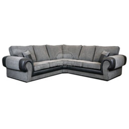 Furnishings For Less UK Large Portland  Black And Grey Fabric And Leather 5 Seater L Shaped Corner Sofa Range Roll Arm Fullback - thumbnail 7