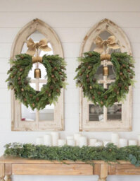 Amorly 20 Inch Cypress Wreath With Bells, Bows, And Pine Cones, Suitable For Artificial Green Wreaths On Front Doors,windows, And Porches - thumbnail 5