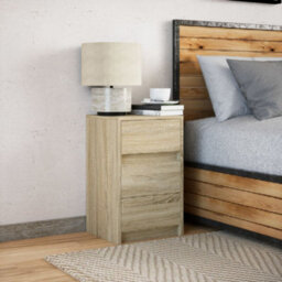 Berkfield Bedside Cabinet With Led Lights Sonoma Oak Engineered Wood - thumbnail 4