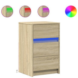 Berkfield Bedside Cabinet With Led Lights Sonoma Oak Engineered Wood - thumbnail 2