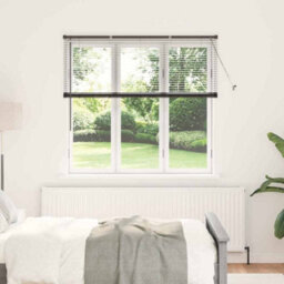 Berkfield Window Blind With Curtains Manual Black Aluminium - thumbnail 1