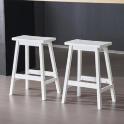 2Pcs Kitchen Dining Saddle Stool Set Of 2 Backless Bar Counter Height Stools - thumbnail 3