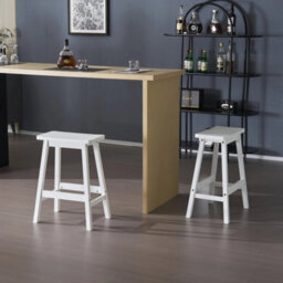 2Pcs Kitchen Dining Saddle Stool Set Of 2 Backless Bar Counter Height Stools - thumbnail 4
