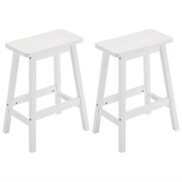 2Pcs Kitchen Dining Saddle Stool Set Of 2 Backless Bar Counter Height Stools - thumbnail 1