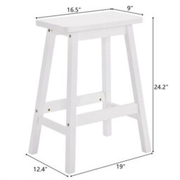 2Pcs Kitchen Dining Saddle Stool Set Of 2 Backless Bar Counter Height Stools - thumbnail 2