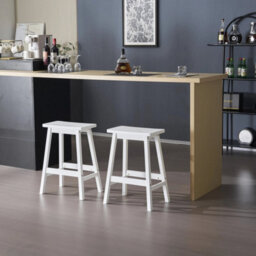 2Pcs Kitchen Dining Saddle Stool Set Of 2 Backless Bar Counter Height Stools - thumbnail 6