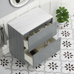 Royal Bathrooms Royal Bathroom Elmore 800mm Matt Pebble Grey Freestanding Countertop Bathroom Vanity Unit 2 Drawer With Nova Basin - thumbnail 6