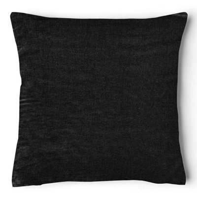 Intimates Premium Velvet Square Cushion, Contemporary Style With Zip Closure, Machine Washable - Black