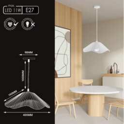 Modern E27 Pendant Light Led Ceiling 11W Max Stylish Design Home Decor Wall Lamp - thumbnail 4