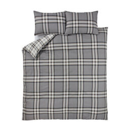 Catherine Lansfield Bedding Kelso Check Duvet Cover Set With Pillowcases Charcoal Grey - thumbnail 5