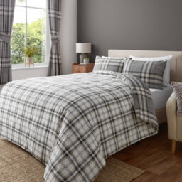 Catherine Lansfield Bedding Kelso Check Duvet Cover Set With Pillowcases Charcoal Grey - thumbnail 2