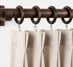 Homeelabador 12 X Premium 45mm Brown Colour Solid Wood Curtain Pole Rings With Eyelets For Curtain Poles - thumbnail 3