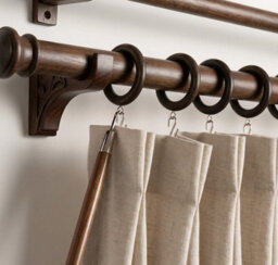 Homeelabador 12 X Premium 45mm Brown Colour Solid Wood Curtain Pole Rings With Eyelets For Curtain Poles - thumbnail 2
