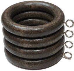 Homeelabador 12 X Premium 45mm Brown Colour Solid Wood Curtain Pole Rings With Eyelets For Curtain Poles - thumbnail 1