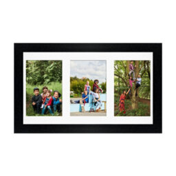 AK Frames 40X20Cm Black Modern Multi Photo Frame With White Mount - Holds 3 Apertures (3X) 6X4 Photos - thumbnail 1