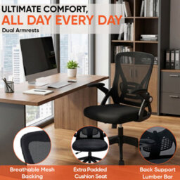 Home Treats Ergonomic Office Chair Black Desk Chair With Lumbar Support & Arm Rest Tilt & Swivel - thumbnail 2
