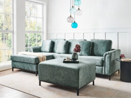 Beliani Corner Sofa 5 Seater Oslo Velvet Teal With Ottoman Right Hand - thumbnail 2