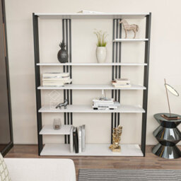 Decorotika Jeni Bookcase Shelving Unit White & Black - thumbnail 1