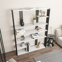 Decorotika Jeni Bookcase Shelving Unit White & Black - thumbnail 2