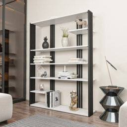 Decorotika Jeni Bookcase Shelving Unit White & Black - thumbnail 3