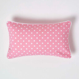 Homescapes Cotton Pink Polka Dots Cushion Cover, 30 X 50 Cm