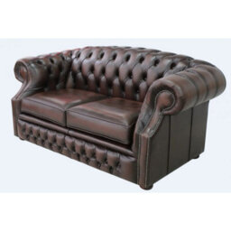 Chesterfield 2 Seater Antique Brown Leather Sofa Bespoke In Buckingham Style - thumbnail 5