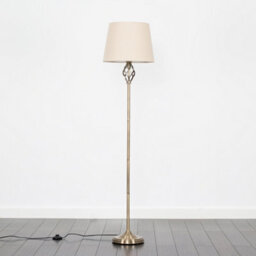 Valuelights Memphis Traditional Style Antique Brass Barley Twist Floor Lamp With Beige Light Shade - thumbnail 4