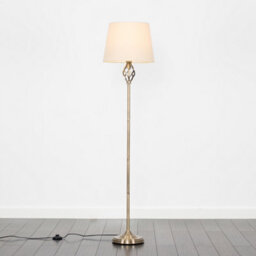 Valuelights Memphis Traditional Style Antique Brass Barley Twist Floor Lamp With Beige Light Shade - thumbnail 2