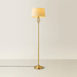 Valuelights Memphis Traditional Style Antique Brass Barley Twist Floor Lamp With Beige Light Shade - thumbnail 3