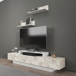 Decorotika Lusi Tv Stand Tv Unit For Tvs Up To 80 Inch Teak White - thumbnail 3