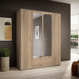 Arte Elegant Karl 4-Door Wardrobe With Mirror W1592mm H1960mm D535mm - Oak Sonoma, Spacious Storage, Modern Design - thumbnail 2
