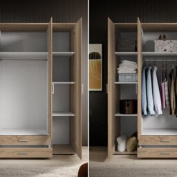 Arte Elegant Karl 4-Door Wardrobe With Mirror W1592mm H1960mm D535mm - Oak Sonoma, Spacious Storage, Modern Design - thumbnail 7