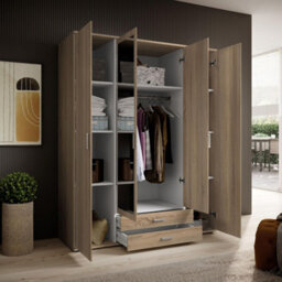 Arte Elegant Karl 4-Door Wardrobe With Mirror W1592mm H1960mm D535mm - Oak Sonoma, Spacious Storage, Modern Design - thumbnail 4