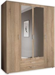 Arte Elegant Karl 4-Door Wardrobe With Mirror W1592mm H1960mm D535mm - Oak Sonoma, Spacious Storage, Modern Design