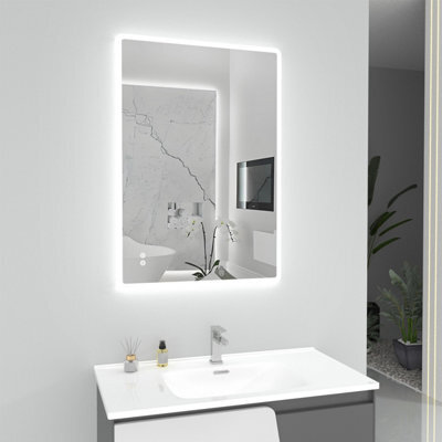 T&k Bathroom Mirror With Led Lights 100X70Cm, Anti-Fog, 3-Colours Dimmable, Adjustable Brightness, Touch Control&memory Function - image 1