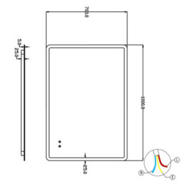T&k Bathroom Mirror With Led Lights 100X70Cm, Anti-Fog, 3-Colours Dimmable, Adjustable Brightness, Touch Control&memory Function - thumbnail 7