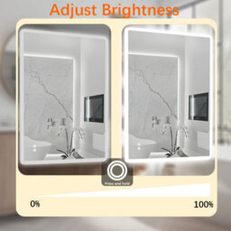 T&k Bathroom Mirror With Led Lights 100X70Cm, Anti-Fog, 3-Colours Dimmable, Adjustable Brightness, Touch Control&memory Function - thumbnail 4