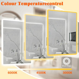 T&k Bathroom Mirror With Led Lights 100X70Cm, Anti-Fog, 3-Colours Dimmable, Adjustable Brightness, Touch Control&memory Function - thumbnail 3