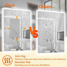 T&k Bathroom Mirror With Led Lights 100X70Cm, Anti-Fog, 3-Colours Dimmable, Adjustable Brightness, Touch Control&memory Function - thumbnail 5
