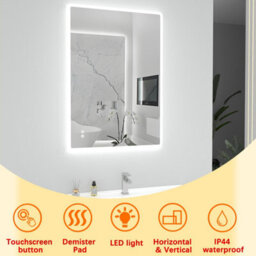 T&k Bathroom Mirror With Led Lights 100X70Cm, Anti-Fog, 3-Colours Dimmable, Adjustable Brightness, Touch Control&memory Function - thumbnail 2