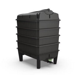 Original Wormery Tiger Wormery 4 Tray Vermicomposting System - Black, Includes Lime Mix, Coir Block & Fine Mesh, 4-Tray Kit