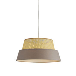 Lighting Collection Mallaig Rattan And Linen Shade Grey - thumbnail 1