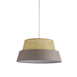 Lighting Collection Mallaig Rattan And Linen Shade Grey - thumbnail 2