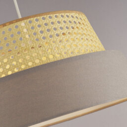Lighting Collection Mallaig Rattan And Linen Shade Grey - thumbnail 3