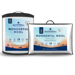 Slumberdown Wonderful Wool Lightweight Duvet - Soft & Breathable Summer Comfort & 2 Wool Pillows
