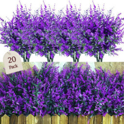 Sredumn 20 Bundles Artificial Flowers, Plants Outdoor,uv Resistant Plastic Shrub Fake For Outside, Garden, Hanging, Basket