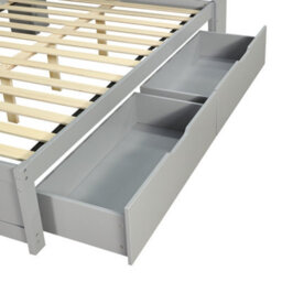 Abrihome Grey Wooden Double Daybed With 2 Drawers, Led Charging Station & Side Storage, Easy Assembly, No Mattress - thumbnail 7