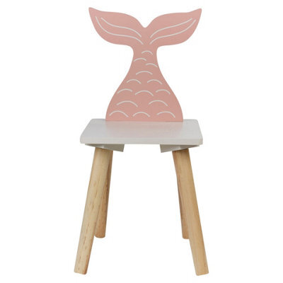 Urbn-Living Urbnliving Children Kids Wooden Chair Small Stool Fishtail Animal Character Playroom - image 1