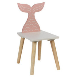 Urbn-Living Urbnliving Children Kids Wooden Chair Small Stool Fishtail Animal Character Playroom - thumbnail 2